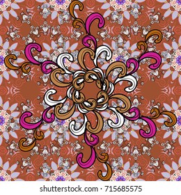 Gentle, spring floral on black, brown and neutral background. Vector illustration. Vector floral pattern in doodle style with flowers and leaves.