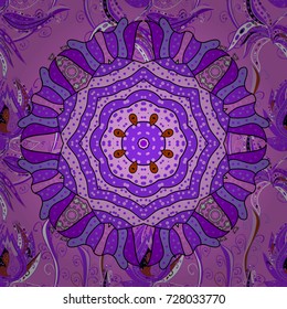 Gentle, spring floral on violet, neutral and black colors. Vector illustration. Vector floral pattern in doodle style with flowers and leaves.