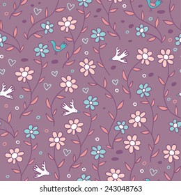 Gentle spring purple seamless pattern.