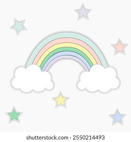 gentle sticker rainbow appears from the clouds