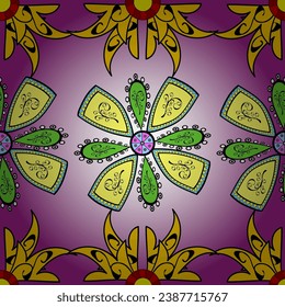 Gentle, summer floral background. Vector floral pattern in doodle style with flowers. Flowers on yellow, neutral and black colors.