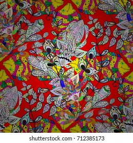 Gentle, summer floral on colorful background. Vector illustration. Vector floral pattern in doodle style with flowers.