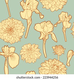 Gentle sunny autumn floral pattern