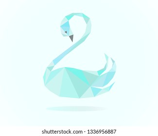 gentle swan vector in low poly style