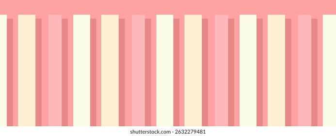 A gentle and sweet design composed of vertical stripes in a classic baby palette. The primary colors are soft shades of pink and cream, creating a warm, calming, and innocent aesthetic.