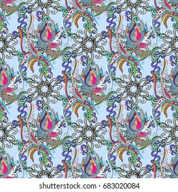 Gentle, tender floral background. Flowers on colored background. Vector floral pattern in doodle style with flowers.