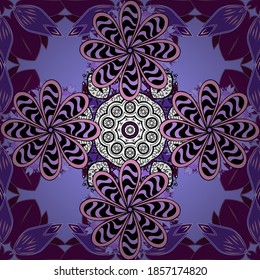 Ruhiger, zarter floraler Hintergrund. Vektor-Blumenmuster im Doodle-Stil mit Blumen. Blumen in violetten, schwarzen und violetten Farben.