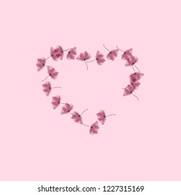 Gentle tropical flowers. Transparent petals on a pink background. Floral pattern in pastel colors.