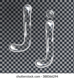 Gentle underwater or soap bubbles in the shape of letter J in gray shades on transparent background, vector