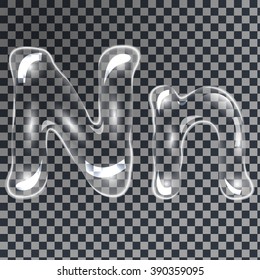 Gentle underwater or soap bubbles in the shape of letter N in gray shades on transparent background, vector