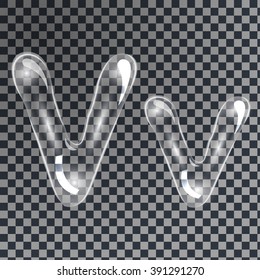 Gentle underwater or soap bubbles in the shape of letter V in gray shades on transparent background, vector