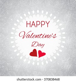 Gentle Valentine's card with decorative flowers and white lace