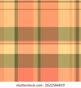 Gentle vector texture seamless, oriental background textile pattern. Collage tartan check fabric plaid in orange and amber colors palette.