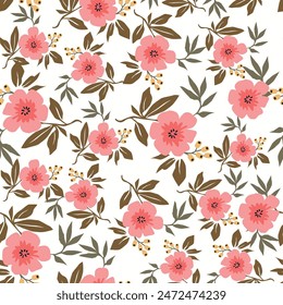 Gentle vector vintage floral seamless pattern. Botanical flowers. Regency texture, baroque style hand-drawn background