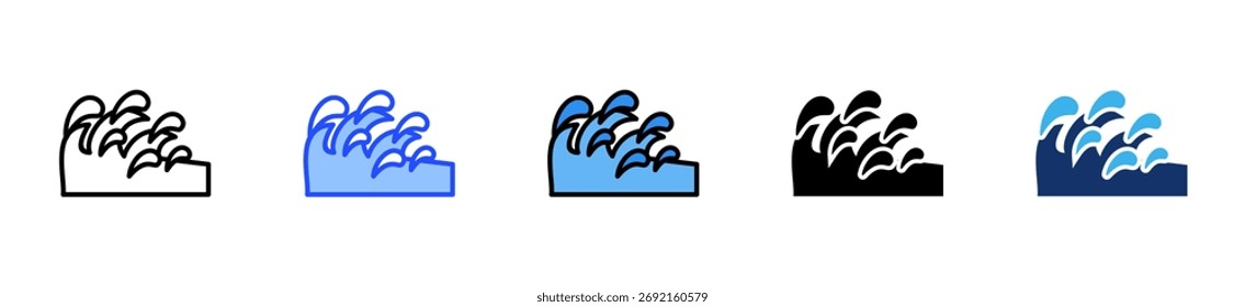 Gentle Waves Icon Collection With Multiple Styles