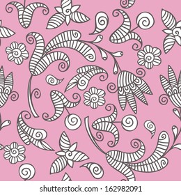 Gentle white seamless pattern on pink background