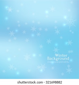Gentle winter abstract background with falling scatter snowflakes, ice crystals and sparkles. Elegant backdrop for festive decoration.
