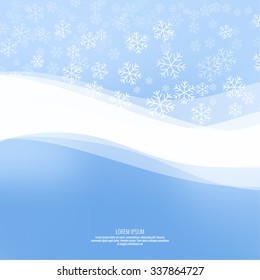 Gentle winter abstract background with falling scatter snowflakes, ice crystals and sparkles. 