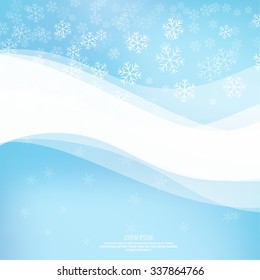 Gentle winter abstract background with falling scatter snowflakes, ice crystals and sparkles. 