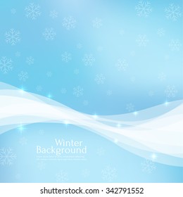 Gentle winter abstract background with falling scatter snowflakes, ice crystals and sparkles. 