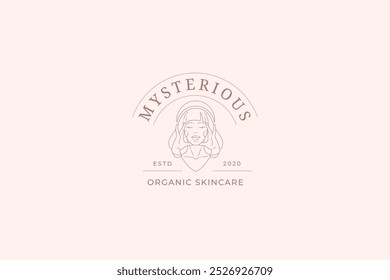 Busto de mujer suave con las manos elegante Ilustración vectorial de Plantilla de diseño de logotipo de arte de línea minimalista. Hermoso glamour retrato femenino logotipo lineal de moda para spa wellness peluquería