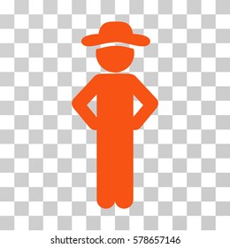 Gentleman Akimbo icon. Vector illustration style is flat iconic symbol, orange color, transparent background. Designed for web and software interfaces.