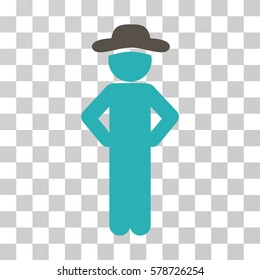 Gentleman Akimbo icon. Vector illustration style is flat iconic bicolor symbol, grey and cyan colors, transparent background. Designed for web and software interfaces.