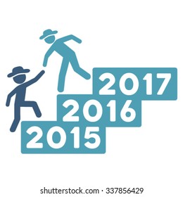 Gentleman Annual Help vector icon. Style is bicolor flat symbol, cyan and blue colors, rounded angles, white background.