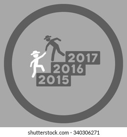 Gentleman Annual Help vector icon. Style is bicolor flat circled symbol, dark gray and white colors, rounded angles, silver background.