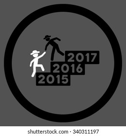 Gentleman Annual Help vector icon. Style is bicolor flat circled symbol, black and white colors, rounded angles, gray background.