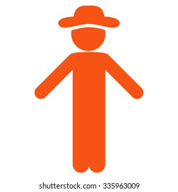 Gentleman Apology vector icon. Style is flat symbol, orange color, rounded angles, white background.