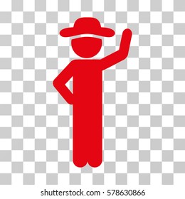 Gentleman Assurance icon. Vector illustration style is flat iconic symbol, red color, transparent background. Designed for web and software interfaces.