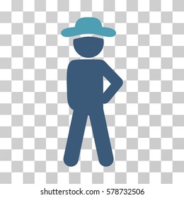 Gentleman Audacity icon. Vector illustration style is flat iconic bicolor symbol, cyan and blue colors, transparent background. Designed for web and software interfaces.