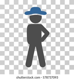 Gentleman Audacity icon. Vector illustration style is flat iconic bicolor symbol, cobalt and gray colors, transparent background. Designed for web and software interfaces.
