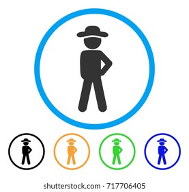 Gentleman Audacity icon. Vector illustration style is a flat iconic gentleman audacity grey rounded symbol inside light blue circle with black, green, blue, yellow color versions.