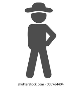 Gentleman Audacity vector icon. Style is flat symbol, gray color, rounded angles, white background.