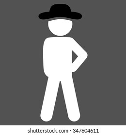 Gentleman Audacity vector icon. Style is bicolor flat symbol, black and white colors, rounded angles, gray background.
