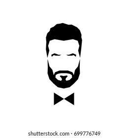 Gentleman avatar with bow tie. Vector illustration.