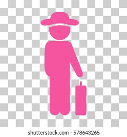 Gentleman Baggage icon. Vector illustration style is flat iconic symbol, pink color, transparent background. Designed for web and software interfaces.