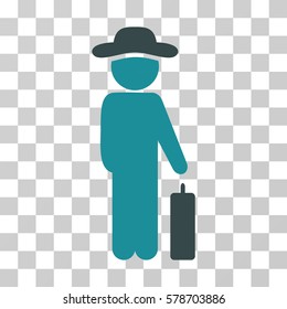 Gentleman Baggage icon. Vector illustration style is flat iconic bicolor symbol, soft blue colors, transparent background. Designed for web and software interfaces.
