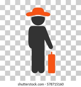Gentleman Baggage icon. Vector illustration style is flat iconic bicolor symbol, orange and gray colors, transparent background. Designed for web and software interfaces.