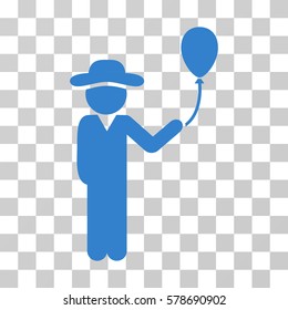 Gentleman With Balloon icon. Vector illustration style is flat iconic symbol, cobalt color, transparent background. Designed for web and software interfaces.