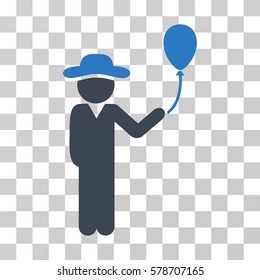 Gentleman With Balloon icon. Vector illustration style is flat iconic bicolor symbol, smooth blue colors, transparent background. Designed for web and software interfaces.