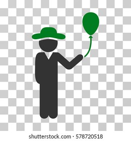 Gentleman With Balloon icon. Vector illustration style is flat iconic bicolor symbol, green and gray colors, transparent background. Designed for web and software interfaces.