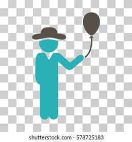 Gentleman With Balloon icon. Vector illustration style is flat iconic bicolor symbol, grey and cyan colors, transparent background. Designed for web and software interfaces.