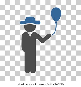 Gentleman With Balloon icon. Vector illustration style is flat iconic bicolor symbol, cobalt and gray colors, transparent background. Designed for web and software interfaces.