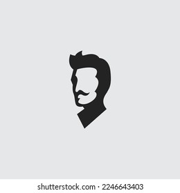 Gentleman barber negative space Man mono color design