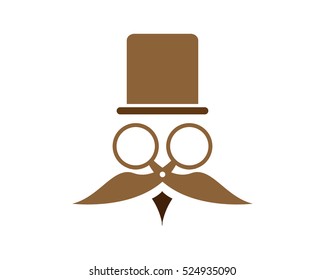 Gentleman Barber Shop Scissor Logo Design Template