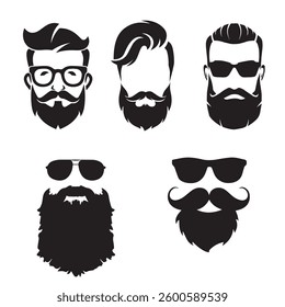 Gentleman Barber Silhouette - Trendy Hipster Hairstylist Design Vector