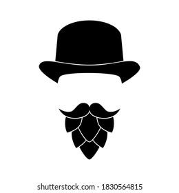 Gentleman with beard made of hop cone. Vector illustration.